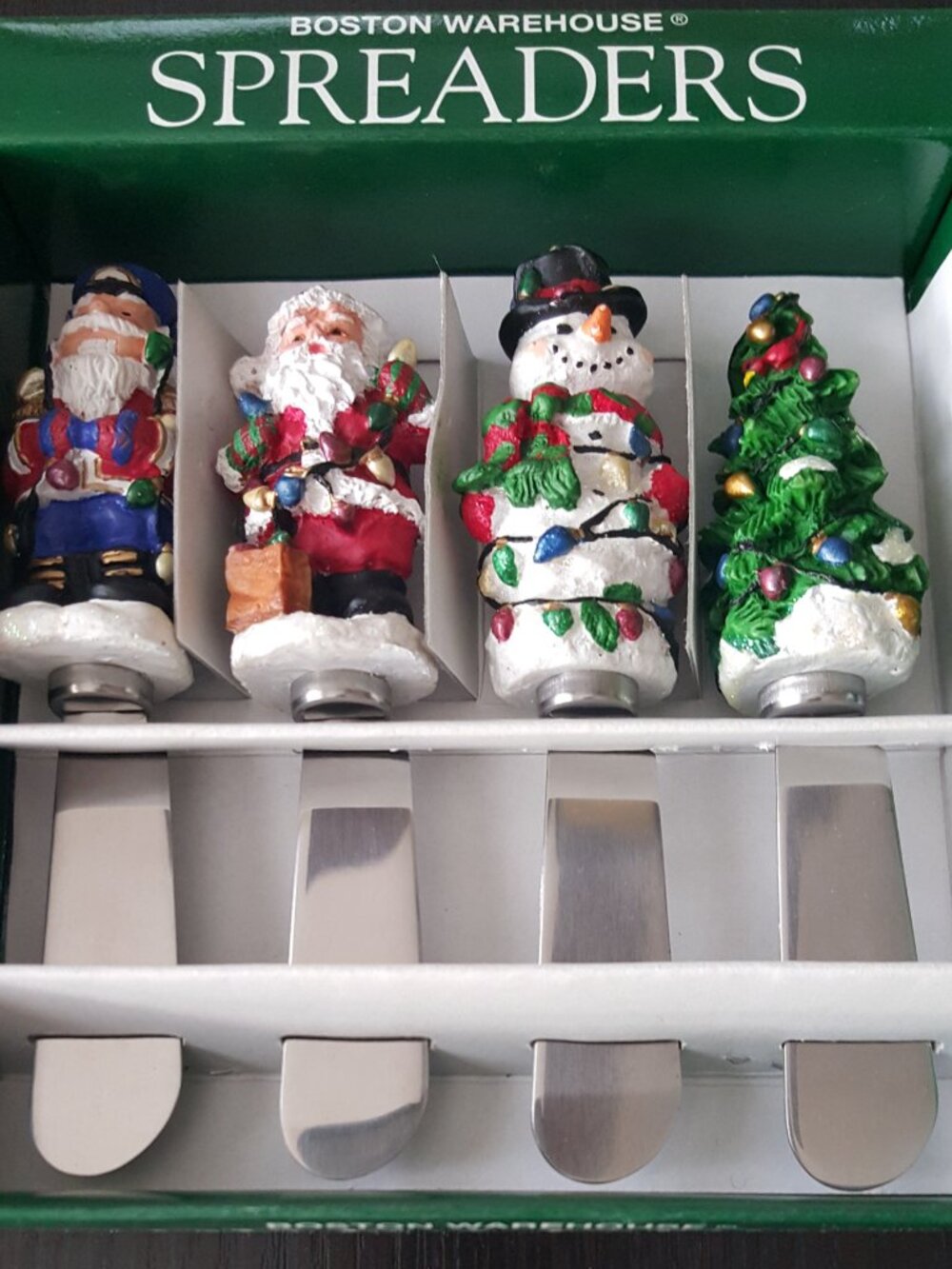 Boston Warehouse Christmas Stainless Knives: Santa, Snowman Tree Santa Soldier